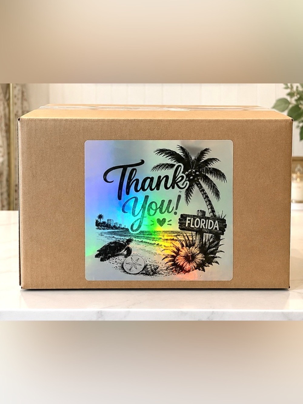 Florida Holographic Thank You Stickers 
3”x3” -100ct.